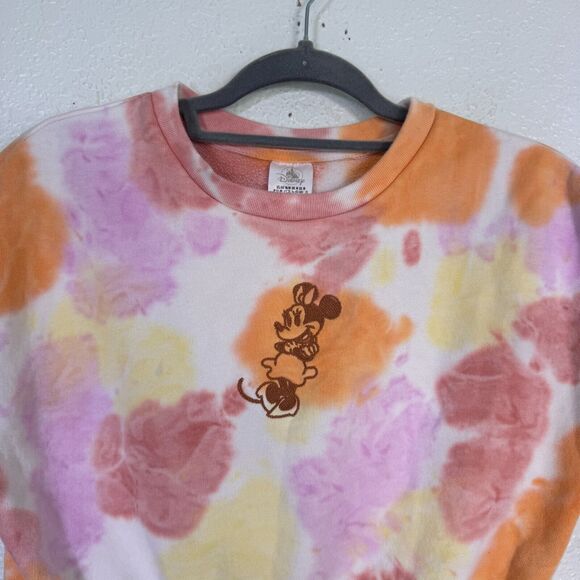 Minnie Mouse Top Womens Medium Tie Dye Knit Crop Pullover Disney Parks Merch M - Picture 5 of 11